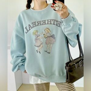 One size BlackN9CK Ethereal Graphic Dancing Girls Vintage Mint Sweatshirt NWOT